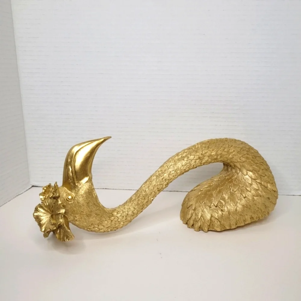 Z Gallerie Champagne Gold Flamingo Head Statue Hanging Art Plaque Home Décor NWT